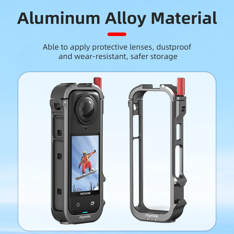 Flymile metallraam Insta360 X4 Rabbit Cage Expansion Põrutuskindel külmakingaga 1/4 Insta360 X4 action-kaamera tarvikule