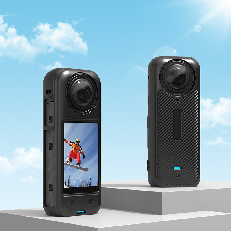 Flymile`i silikoonümbris Insta360 X4 tegevuskaamera jaoks, pehme kaitsekate, kukkumisvastane tolmukindel kest, kiirkinnitusega tarvikud