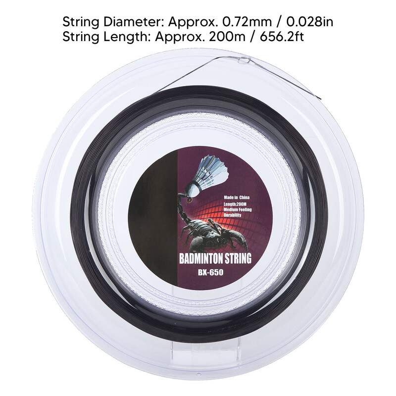 BX650 nailon, 0,72 mm sulgpallinöörid, 200 m rull, õhuke nõel, suure elastse võimsusega sulgpallireket, tugevus 22–26 naela