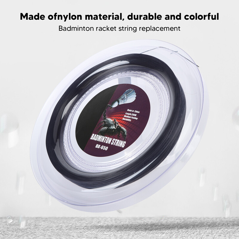 BX650 nailon, 0,72 mm sulgpallinöörid, 200 m rull, õhuke nõel, suure elastse võimsusega sulgpallireket, tugevus 22–26 naela