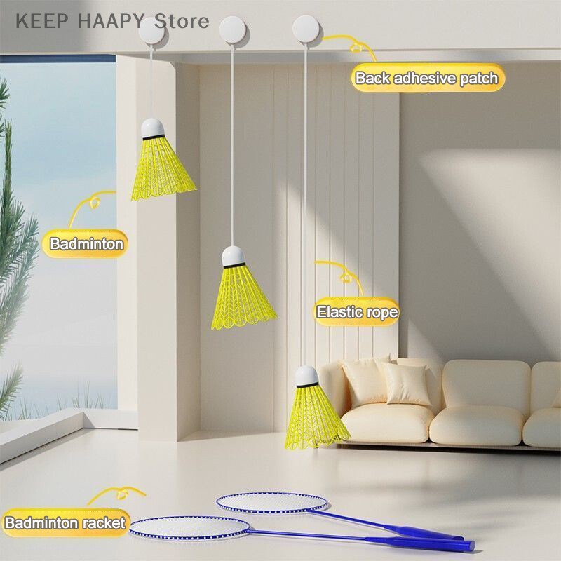 Isekleepuv elastne sulgpallitreeneri komplekt, üksi sulgpalli treeningseade sulgpalli üksikmängija tagasilöögiharjutuse harjutus täiskasvanu