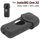 Insta 360 ONE X2 silikoninis dėklas + objektyvo dangtelis, skirtas Insta ONE X2 fotoaparato korpuso lęšių dangtelio dangtelio dangtelio dangtelio apsaugai nuo įbrėžimų.