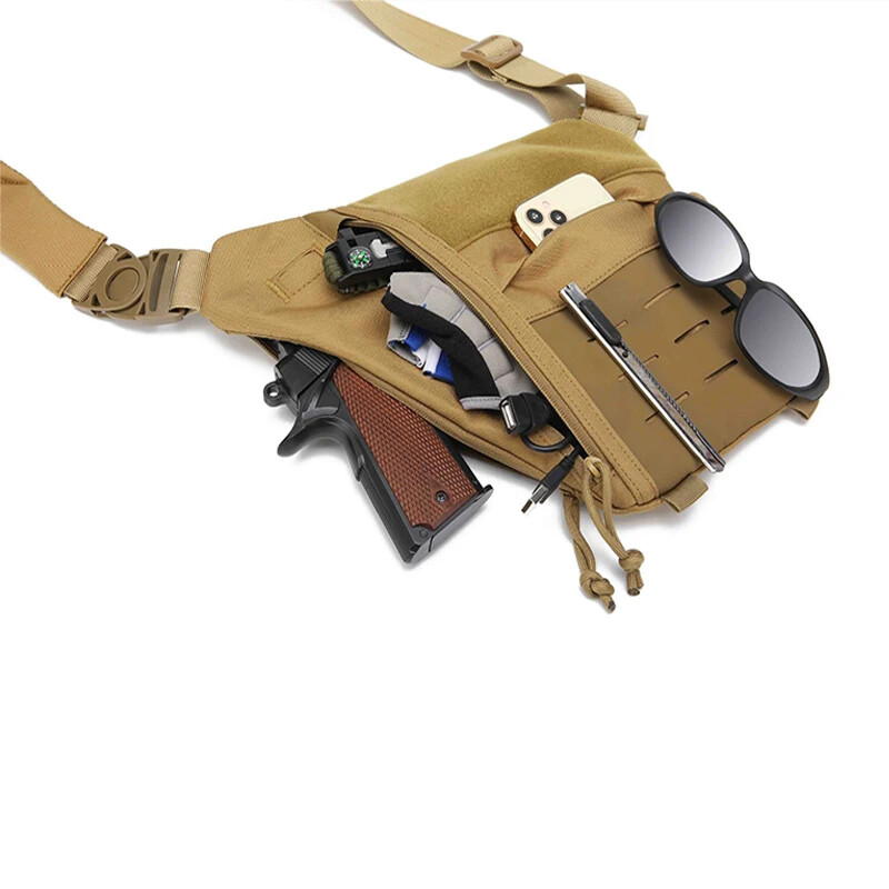 Lopásgátló táska Mellkastáska Vadászat Multifunkcionális Rejtett Taktikai Tároló Fegyvertáska Tartó Férfi Jobb kéz Nylon válltáskák