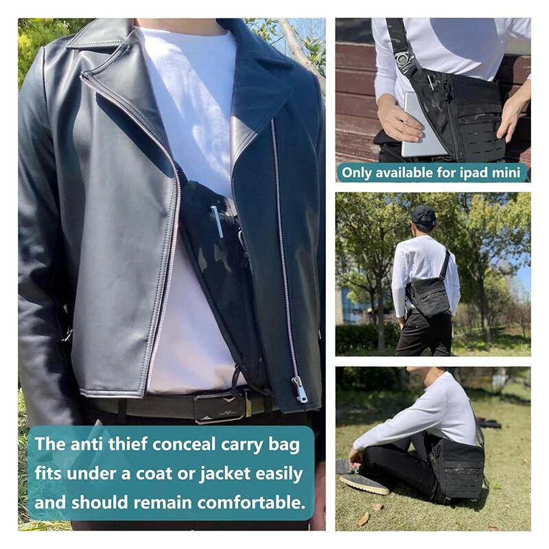 Lopásgátló táska Mellkastáska Vadászat Multifunkcionális Rejtett Taktikai Tároló Fegyvertáska Tartó Férfi Jobb kéz Nylon válltáskák