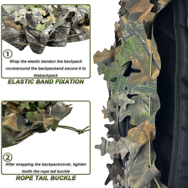 Κάλυμμα σακιδίου πλάτης 3D Bionic Leaf Shape Iaser Cutting Outdoor Hunting Camo Αξεσουάρ σακιδίου πλάτης κυνηγιού