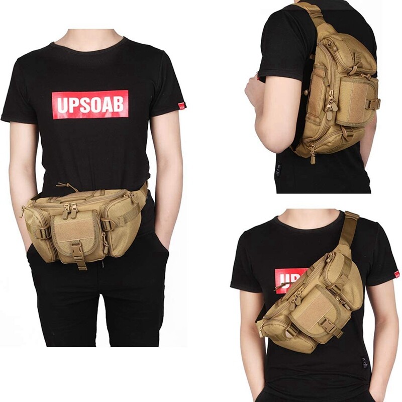 Tactical Fanny Pack katonai deréktáska csomag Utility csípőtáska állítható pánttal, vízálló kültéri horgászathoz, kerékpározáshoz