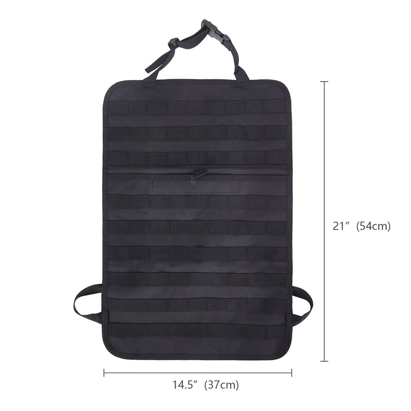 Autóülés háttámlája Tactical Molle Panel Leereszkedésmentes Jármű üléshuzat Védő Nylon Autóülés Háttámla Akasztótáska párna