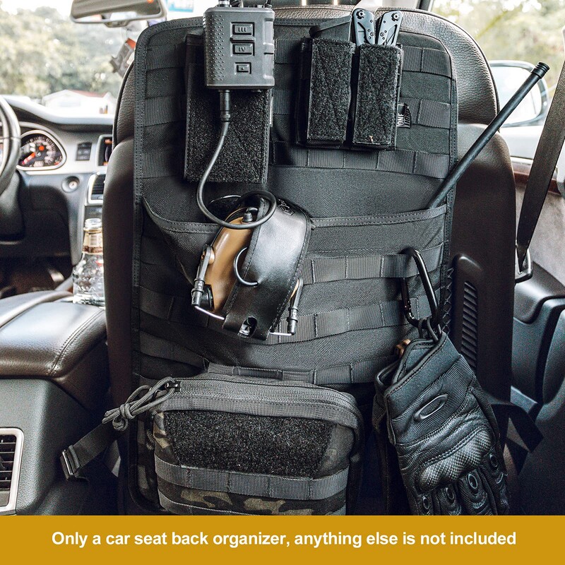 Autóülés háttámlája Tactical Molle Panel Leereszkedésmentes Jármű üléshuzat Védő Nylon Autóülés Háttámla Akasztótáska párna