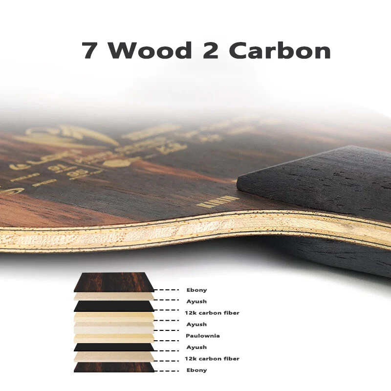 LOKI KIRIN Power K9 galda tenisa lāpstiņa 9 slāņu koka ogleklis OFF+ profesionāla galda tenisa rakete 7 koka 2 oglekļa asmeņiem, ātruma uzbrukums