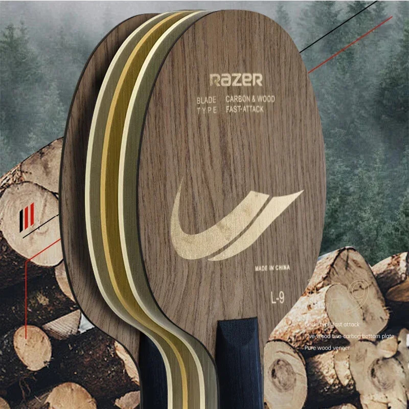 RAZER L-9 stalo teniso raketės ašmenys 5 medienos + 2 anglies treniruoklio stalo teniso ašmenys, kuriuos lengva valdyti pradedantiesiems, greitai atakuoja ir sujungia