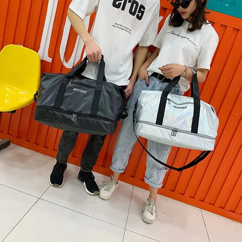 Didelės talpos gimnastikos krepšys perlamutrinė moterų kūno rengybos treniruočių rankinė su batais, vandeniui atspari kišeninė jogos pakuotė, kelioninė dviratis