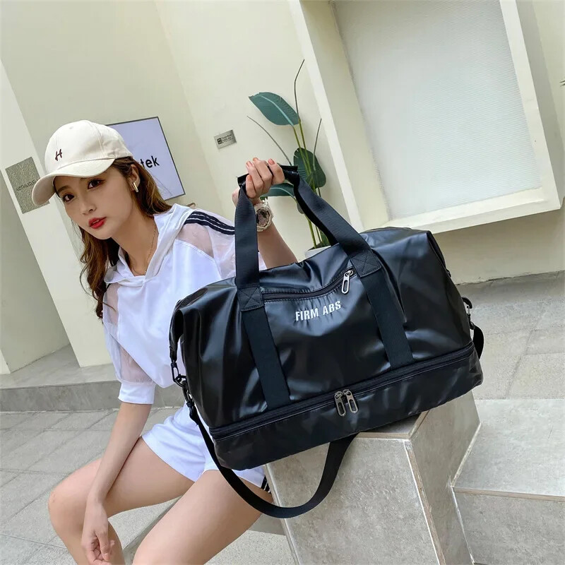 Didelės talpos moteriški gimnastikos krepšiai perlamutrinė sportinė kūno rengybos rankinė su batais kišeninė vandeniui atspari jogos kelioninė rankinė