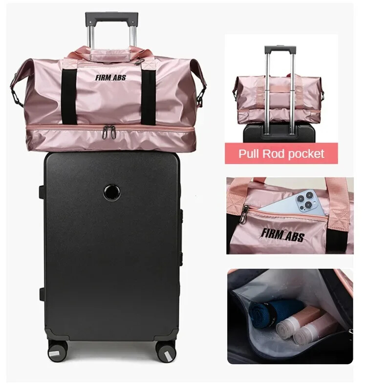 Didelės talpos moteriški gimnastikos krepšiai perlamutrinė sportinė kūno rengybos rankinė su batais kišeninė vandeniui atspari jogos kelioninė rankinė