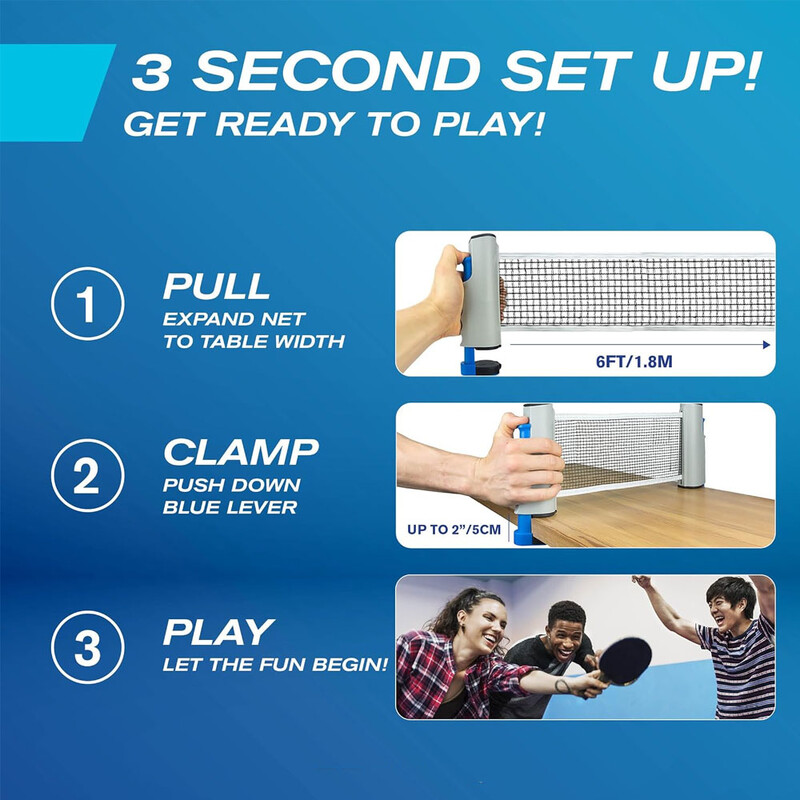 1 gab. Izvelkams galda tenisa tīkls, pārnēsājams galda tenisa tīkls 175 cm mērogojams uzvalks jebkuram galda lietošanai iekštelpās