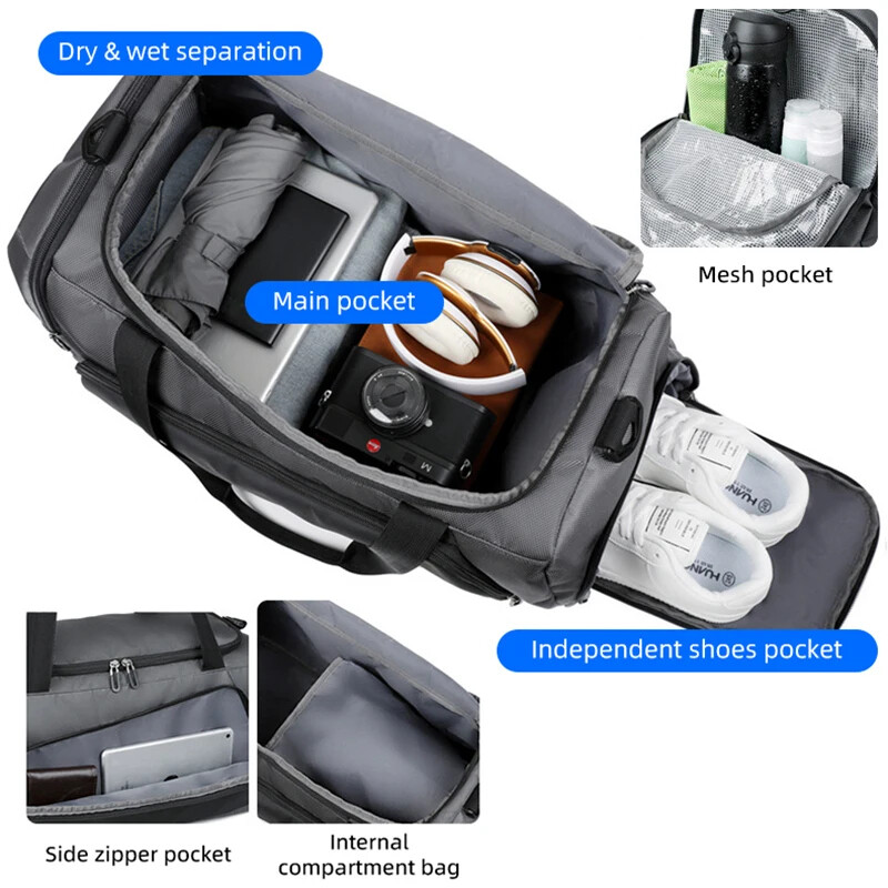 Spordijõusaali kott Reisi kuiv märjad käekotid Multifunktsionaalne ujumine Õlg Messenger Crossbody Fitness Outdoor reisikott Duffel
