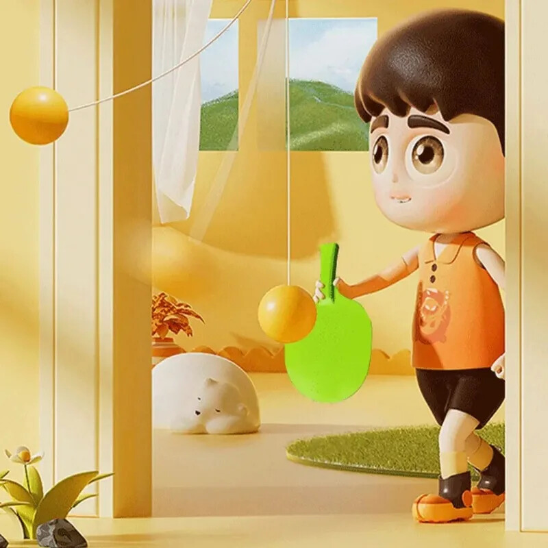 Kabantis stalo teniso treniruoklis su raketėmis mini teniso kamuoliu Interaktyvus vaikų žaidimas Reagavimo gebėjimų gerinimo pratimas Kambarių kamuolys