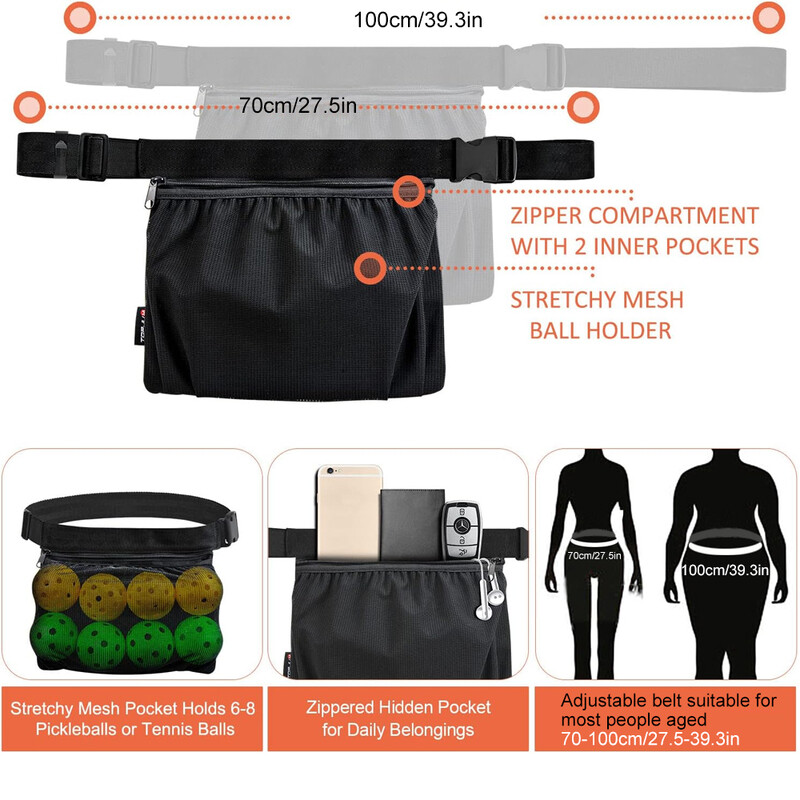 Tennisepalli rõngahoidja Täiskasvanutele Lastele Tennisepalli Fanny Pack Pickle Ball Vöökott Võrgust tennisekoti kott Pickleballi hoidja vöökoht