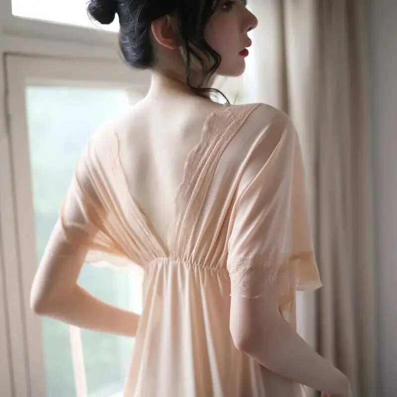 Seksualios pižamos, moteriškos puošnios krūtinės naktiniai marškiniai Sexys miegantys megztiniai Nauji namų rūbai Naktinis dėvi apatinius miegui Pižama