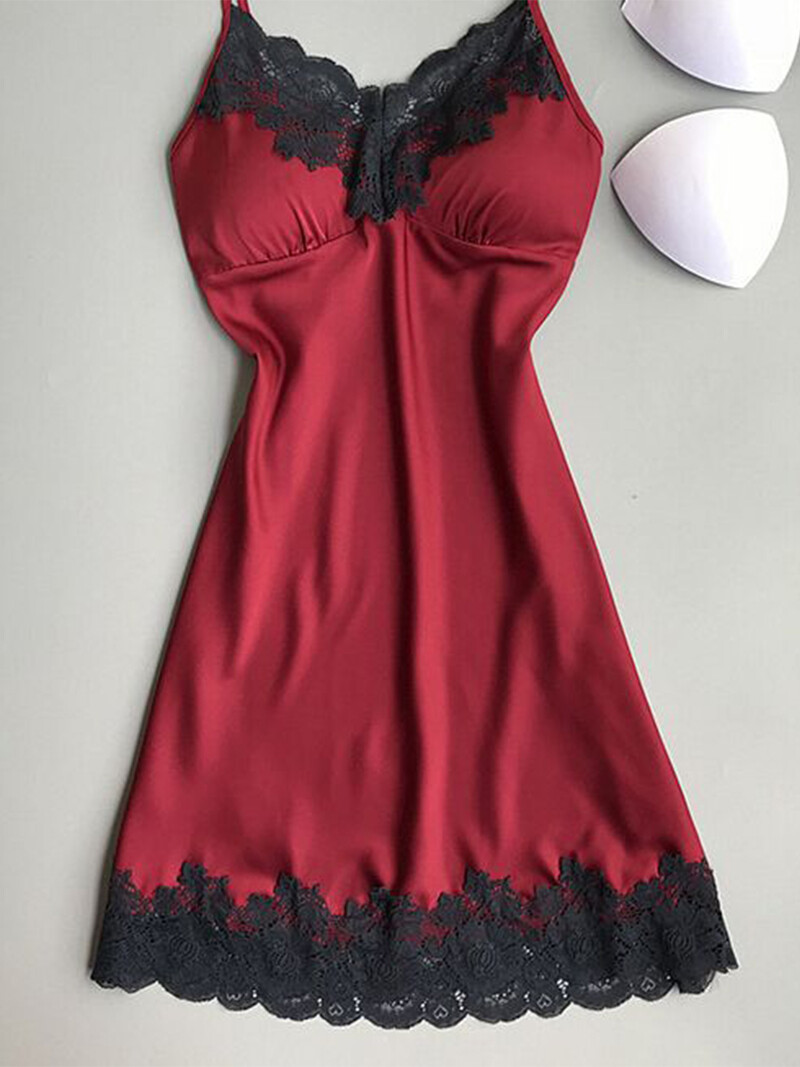 1-osaline pidžaama päitsetega öösärk õhukese osaga rinnahoidjapadjanditega pitsäärega siidist puhkeriided mitmevärvilised jääsiidist mööbli öösärgid