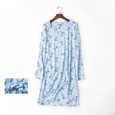 Pavasaris, vasara sievietēm ikdienišķa multfilma miega kleita sievietēm mīksta kokvilnas naktskrekls sievietēm ar garām piedurknēm lielizmēra mājas guļamkrekls