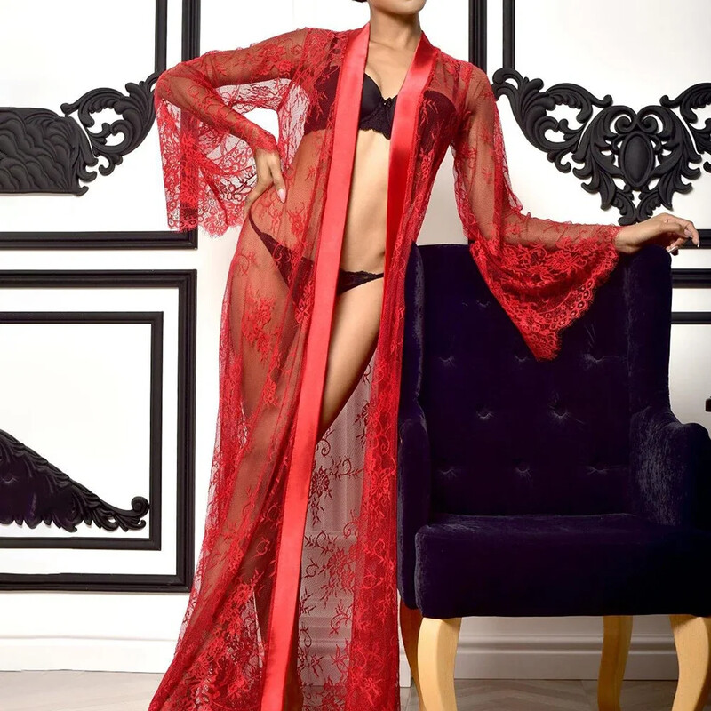 Permatomas moteriškas seksualus naktinis apatinis trikotažas Ilgi naktiniai apatiniai apatiniai miegui