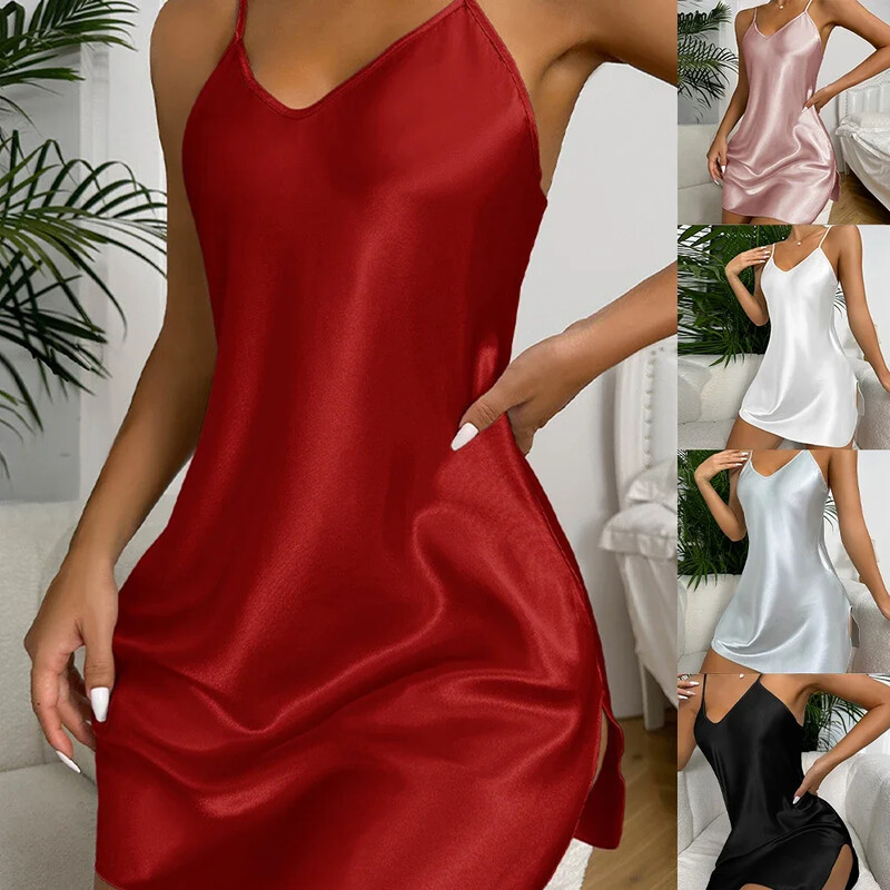 Sieviešu īsa kleita Pidžama Ikdienas mājas valkāšanai Seksīga naktskrekls Siksnīgs naktskrekls