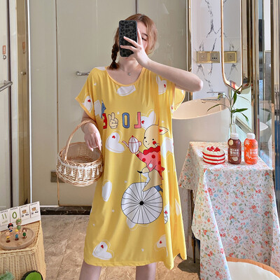 Didelio dydžio vasariniai laisvi moteriški naktiniai marškinėliai trumpomis rankovėmis Mieli animaciniai naktiniai marškiniai Mieli laisvalaikio miegmaišiai mergaičių nakvynė