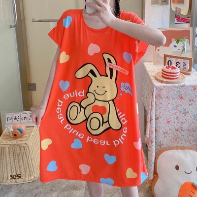 Didelio dydžio vasariniai laisvi moteriški naktiniai marškinėliai trumpomis rankovėmis Mieli animaciniai naktiniai marškiniai Mieli laisvalaikio miegmaišiai mergaičių nakvynė