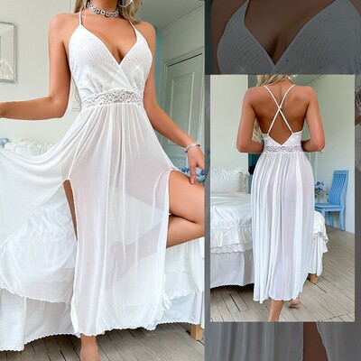 Krāšņs, garš, caurspīdīgs naktskrekls, dzirkstošs tīklveida kleita, caurspīdīga, seksīga apakšveļa, naktskleita, vakara seksīga naktsveļa sievietēm