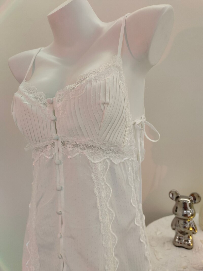 Seksīgas pidžamas sieviešu guļamveļa 2024. gada jauna vasaras tīra apakšveļa, mežģīnes, naktskrekli ar mazām krūtīm