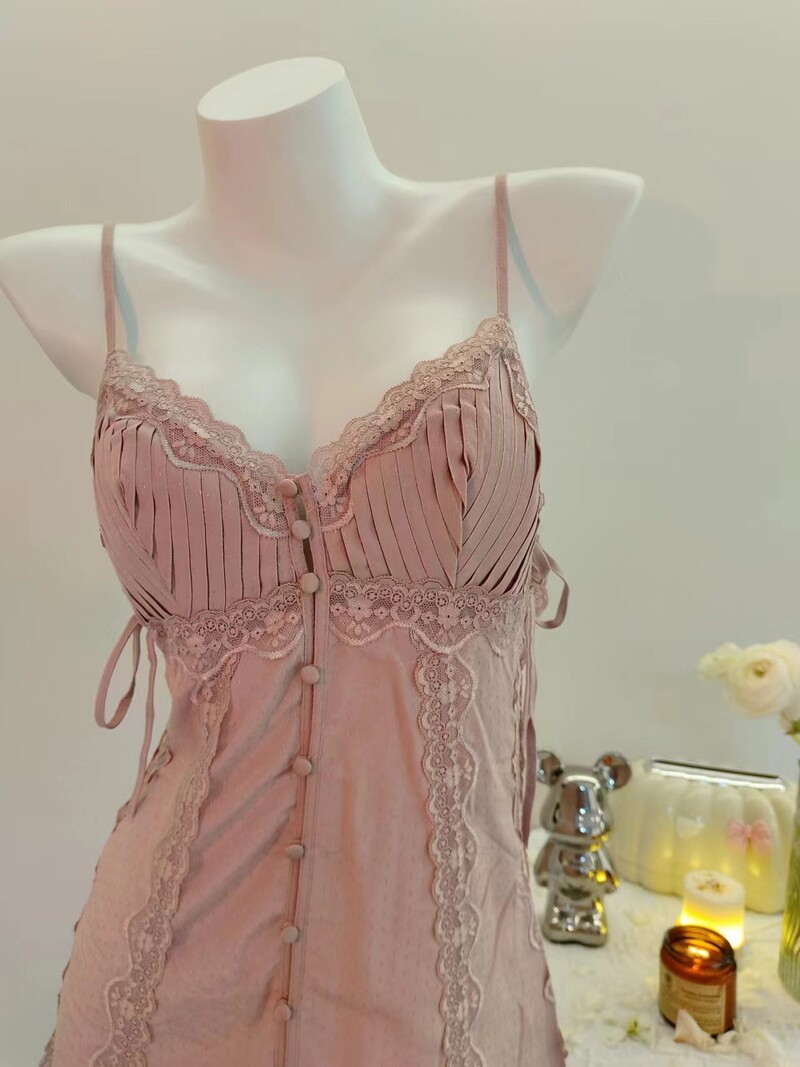 Seksīgas pidžamas sieviešu guļamveļa 2024. gada jauna vasaras tīra apakšveļa, mežģīnes, naktskrekli ar mazām krūtīm