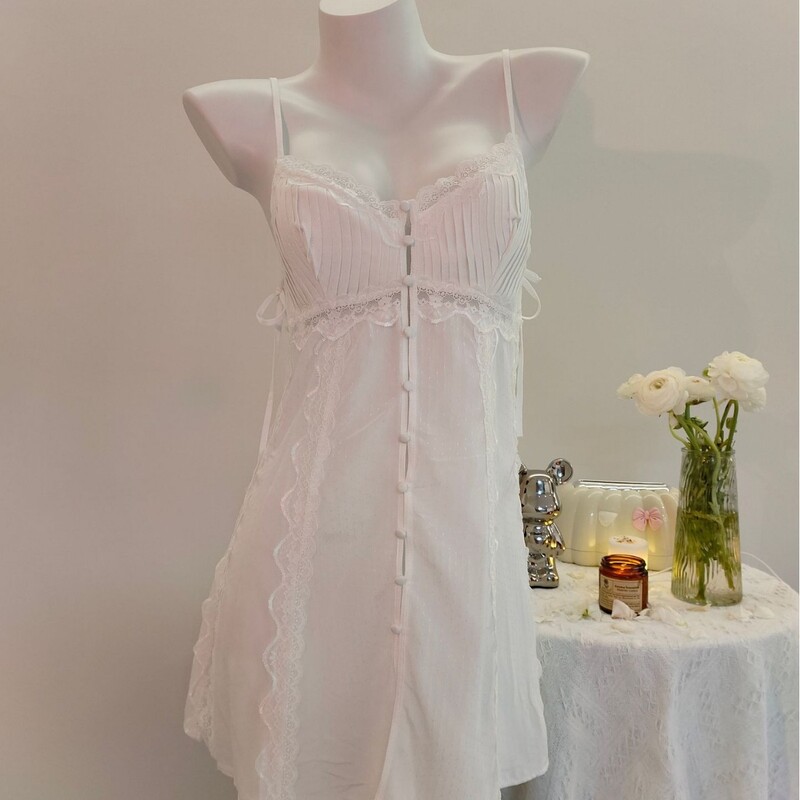 Seksīgas pidžamas sieviešu guļamveļa 2024. gada jauna vasaras tīra apakšveļa, mežģīnes, naktskrekli ar mazām krūtīm