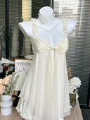 Új francia hálóing mellkaspárnával Szexi fehérnemű Ice Silk hálóing Női hálóruha Kényelmes pizsama Tündér társalgóruha