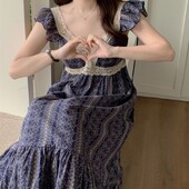 Mežģīņu guļamveļa, sieviete, muša, piedurknes, vasaras naktskrekls, korejiešu naktsveļa, nakts kleita ar V veida kakla izgriezumu, viengabala pidžama guļammājas apģērbam 2024. g.