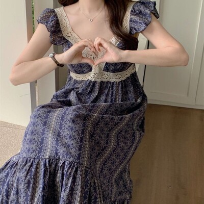 Mežģīņu guļamveļa, sieviete, muša, piedurknes, vasaras naktskrekls, korejiešu naktsveļa, nakts kleita ar V veida kakla izgriezumu, viengabala pidžama guļammājas apģērbam 2024. g.