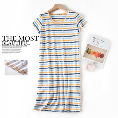 Aranyos rajzfilm női hálóruha Molett koreai édes kötött pamut hálóingek rövid ujjú divatos hálóruha hálóing