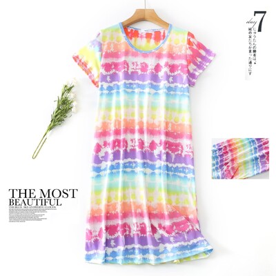 Aranyos rajzfilm női hálóruha Molett koreai édes kötött pamut hálóingek rövid ujjú divatos hálóruha hálóing