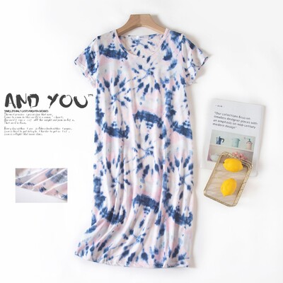 Aranyos rajzfilm női hálóruha Molett koreai édes kötött pamut hálóingek rövid ujjú divatos hálóruha hálóing