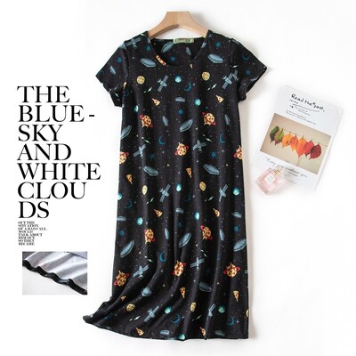 Aranyos rajzfilm női hálóruha Molett koreai édes kötött pamut hálóingek rövid ujjú divatos hálóruha hálóing