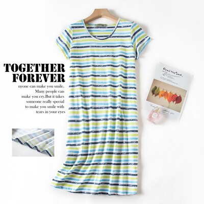 Aranyos rajzfilm női hálóruha Molett koreai édes kötött pamut hálóingek rövid ujjú divatos hálóruha hálóing