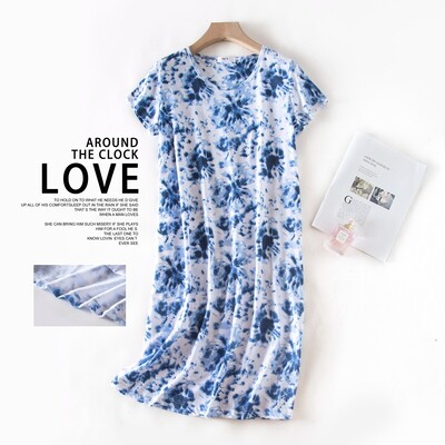 Aranyos rajzfilm női hálóruha Molett koreai édes kötött pamut hálóingek rövid ujjú divatos hálóruha hálóing