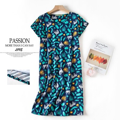 Aranyos rajzfilm női hálóruha Molett koreai édes kötött pamut hálóingek rövid ujjú divatos hálóruha hálóing