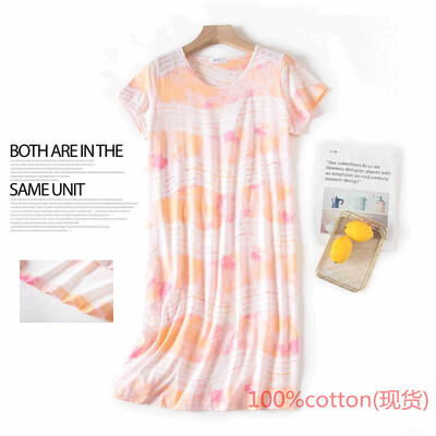 Aranyos rajzfilm női hálóruha Molett koreai édes kötött pamut hálóingek rövid ujjú divatos hálóruha hálóing