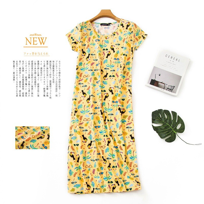 Vasaras garie svārki sieviešu naktskrekls 60% kokvilna plus izmērs Īsām piedurknēm guļamkrekli sieviešu naktsveļa naktskrekli naktskrekli