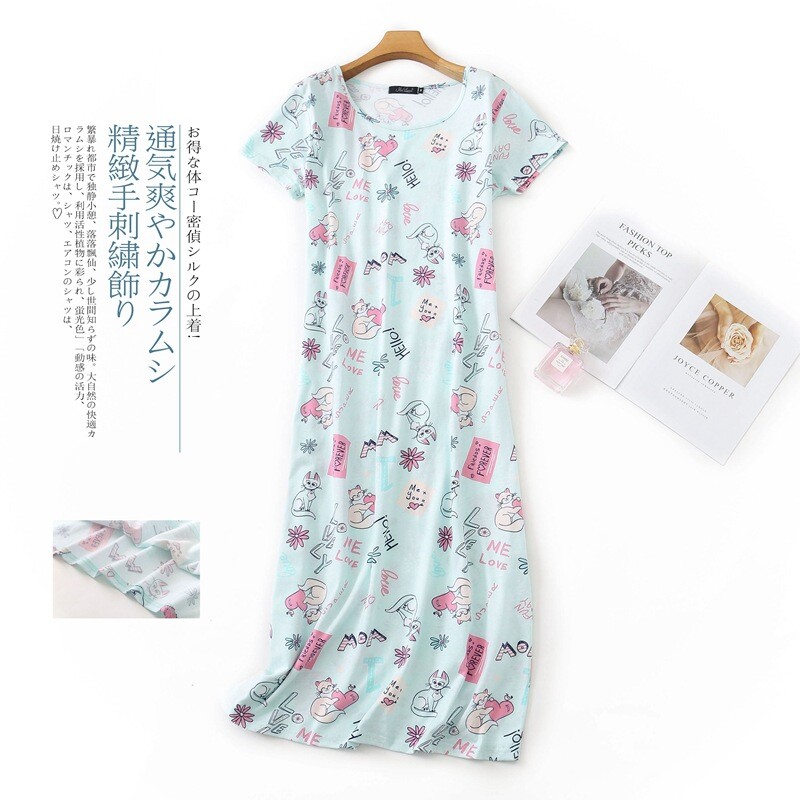 Vasaras garie svārki sieviešu naktskrekls 60% kokvilna plus izmērs Īsām piedurknēm guļamkrekli sieviešu naktsveļa naktskrekli naktskrekli
