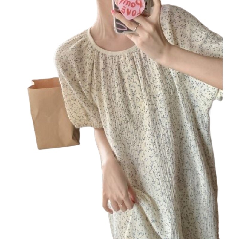 Lilleline öösärk naiste Korea volangidega suvine ühes tükis pidžaamakleit Lühikeste varrukatega öine koduriietus 2024 Uus