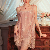 Moteriški seksualūs nėriniuoti naktiniai marškiniai 2024 m. pavasario vasara Lady Sling Naminiai drabužiai Be rankovių miegui Moteriškos permatomos pižamos 4XL suknelės