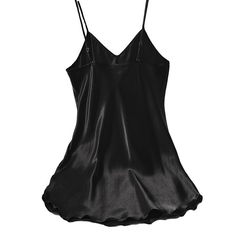 2024. aasta suvine seksikas seljaosa naiste sling, ühevärviline V-kaelusega vedrustusega seelik Shourt hingav Slik naiste öösärk kodukandmiseks