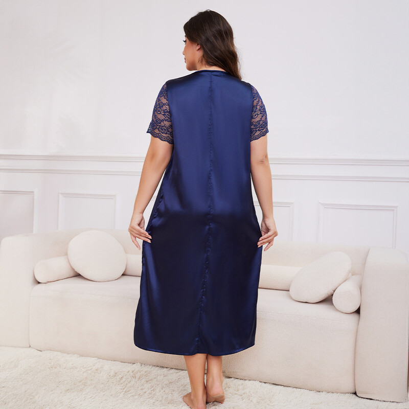 2025. aasta uus öösärk, naiste vaba aja koduriided, seksikas pitsist ja varrukatega öösärk, pikk öösärk, pehme satiinist puhkeriided, suur suurus 5Xl