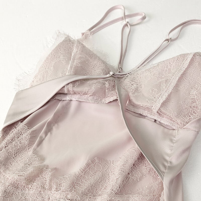 Moteriškas satininis seksualus nėriniuotas miegui skirtas suknelė Vasariniai berankoviai naktinė suknelė V formos iškirpte su liemenėlėmis Naktiniai marškiniai ledinis šilkas Namų drabužiai